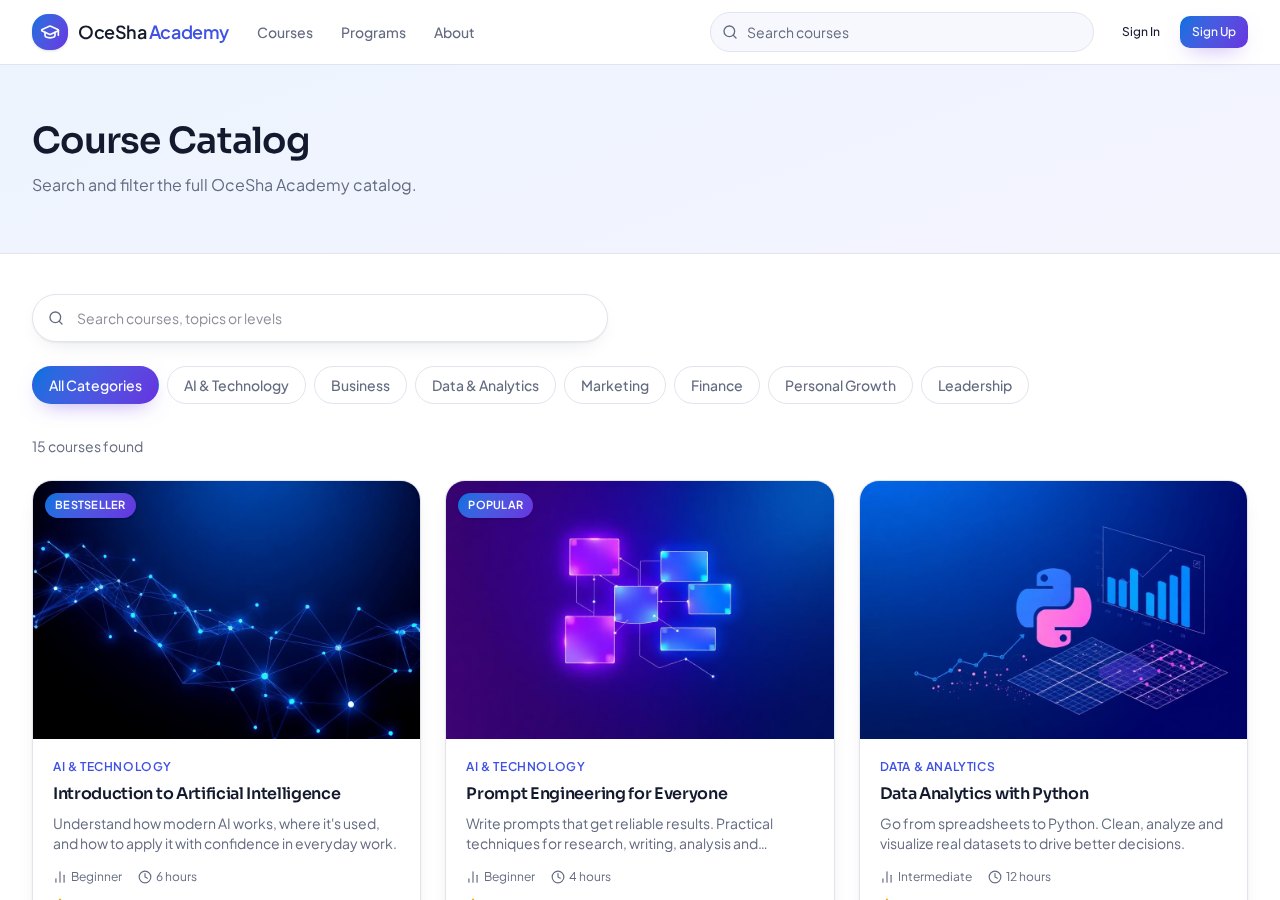 OceSha Academy course catalog