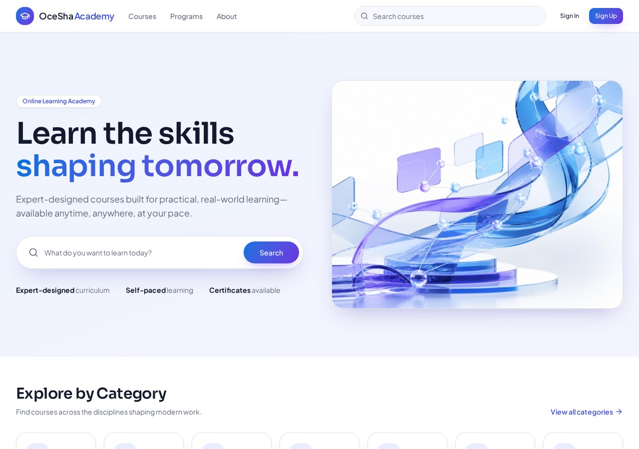 OceSha Academy homepage